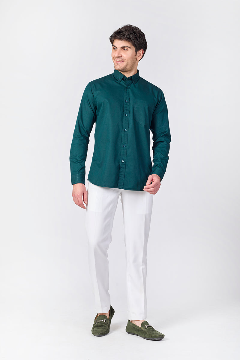Deep Teal Green Giza Slub Shirt