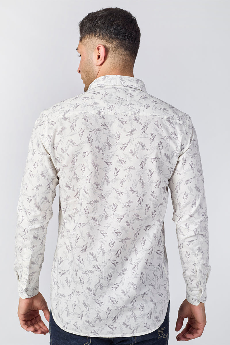 Men's Printed Full Sleeve Shirt - Off-White