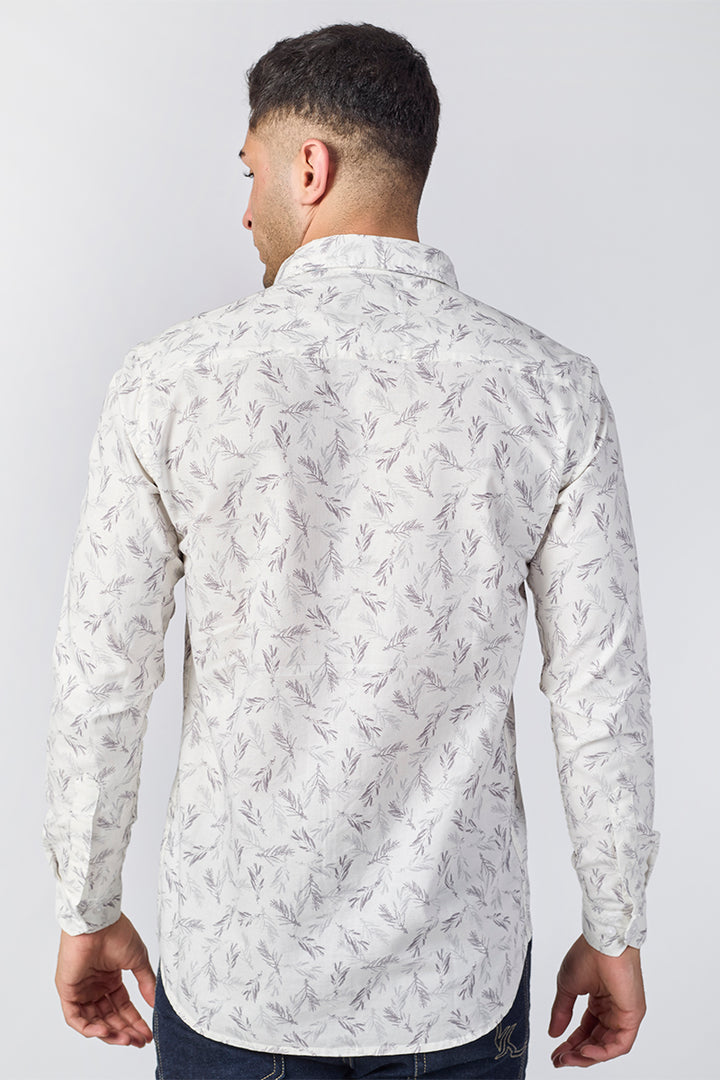 Men's Printed Full Sleeve Shirt - Off-White