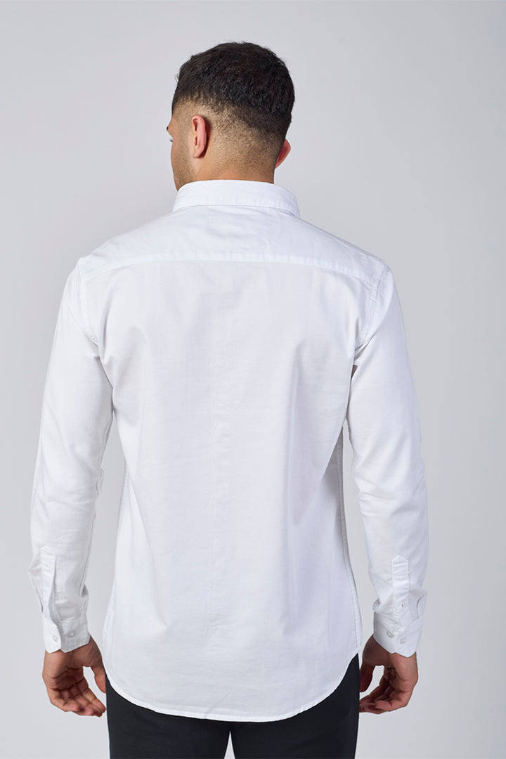 Dobby Cotton Solid Slim Fit Casual Shirt - White
