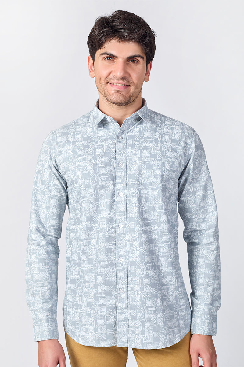 Men's Printed Full Sleeve Shirt - Nordic Sky