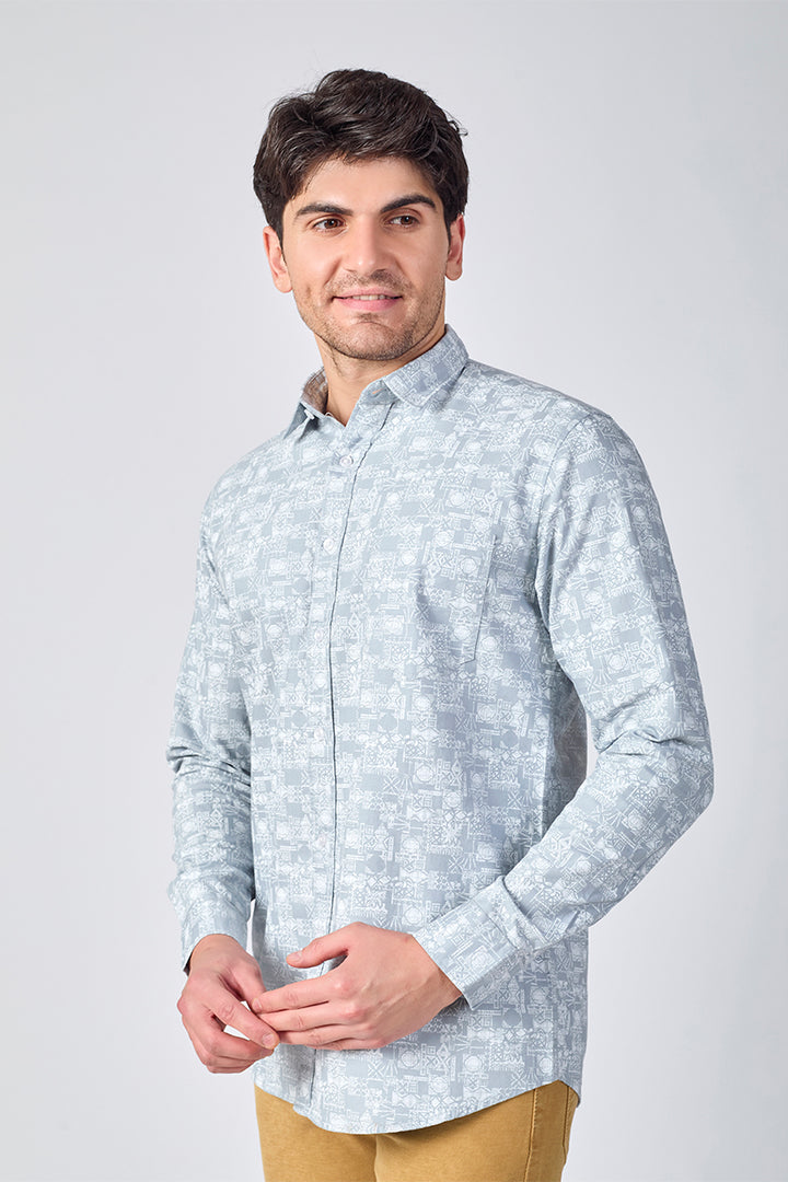 Men's Printed Full Sleeve Shirt - Nordic Sky