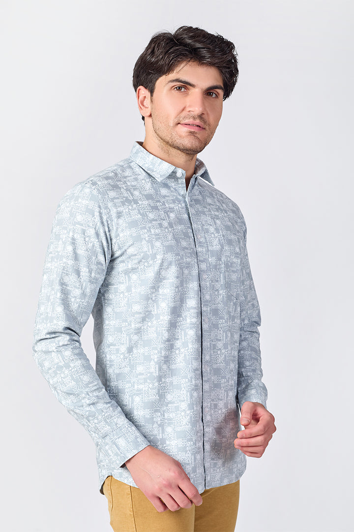 Men's Printed Full Sleeve Shirt - Nordic Sky
