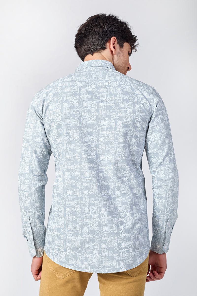 Men's Printed Full Sleeve Shirt - Nordic Sky