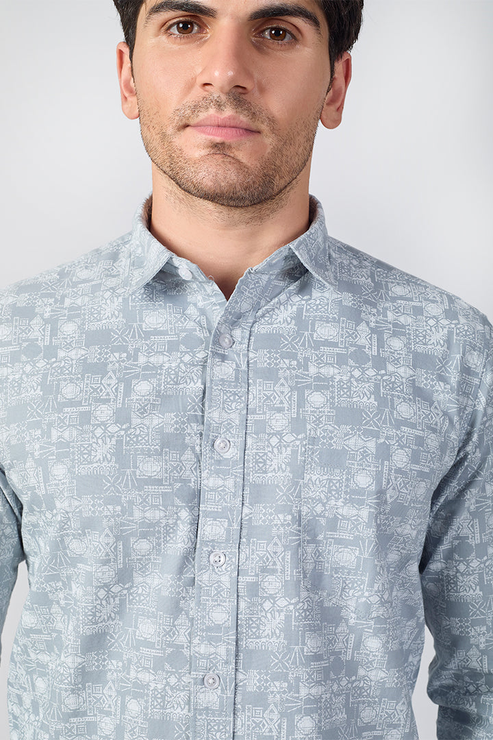 Men's Printed Full Sleeve Shirt - Nordic Sky