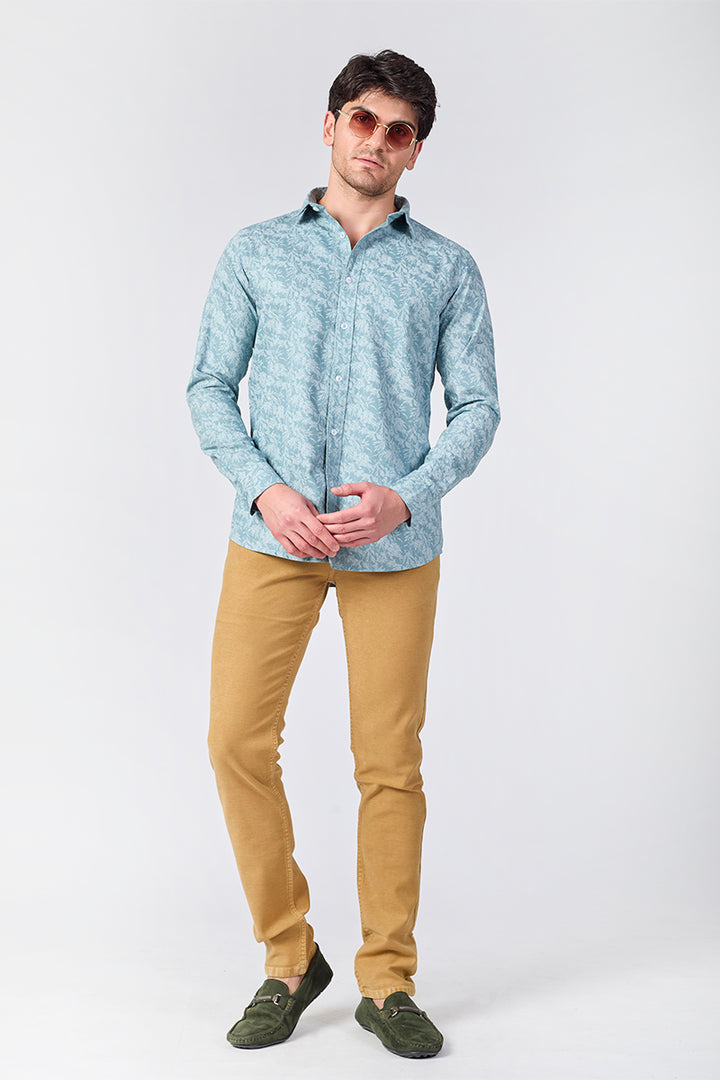 Men's Printed Full Sleeve Shirt - Sky Blue