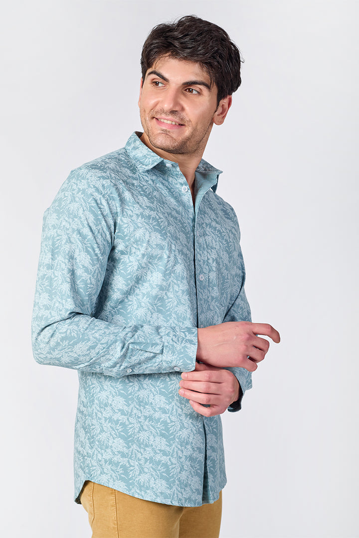 Men's Printed Full Sleeve Shirt - Sky Blue
