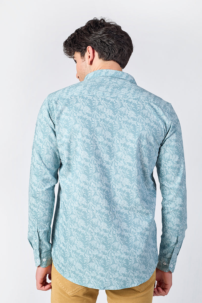Men's Printed Full Sleeve Shirt - Sky Blue