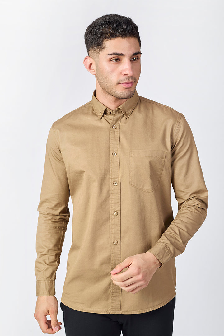 Beige Giza Slub  Shirt