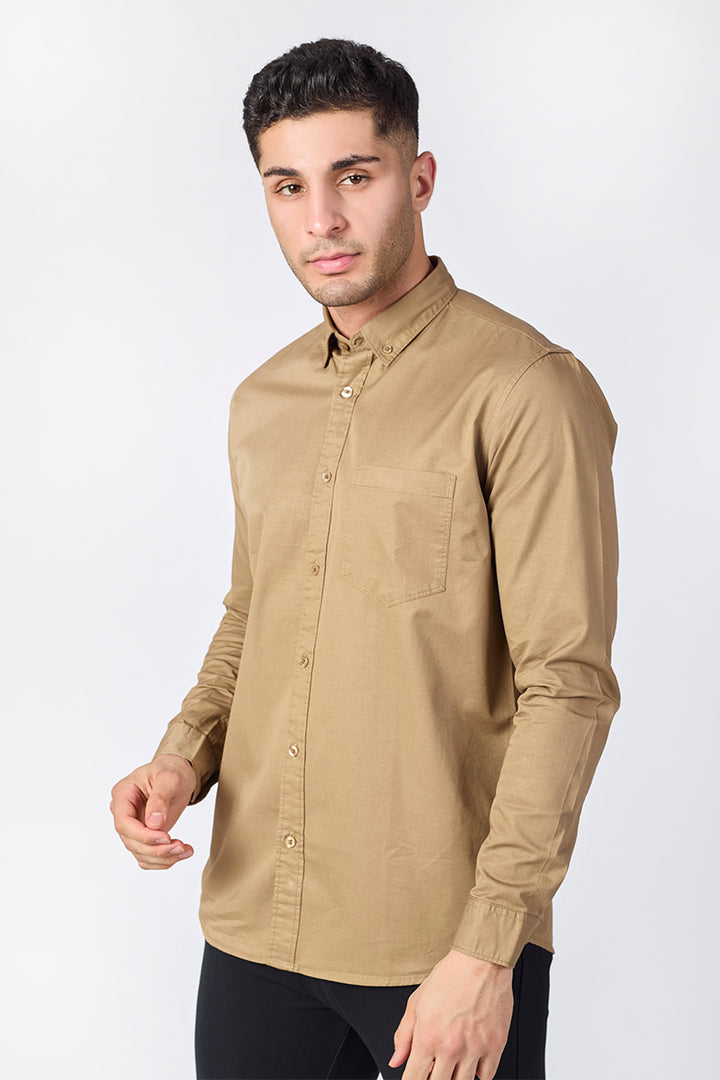 Beige Giza Slub  Shirt