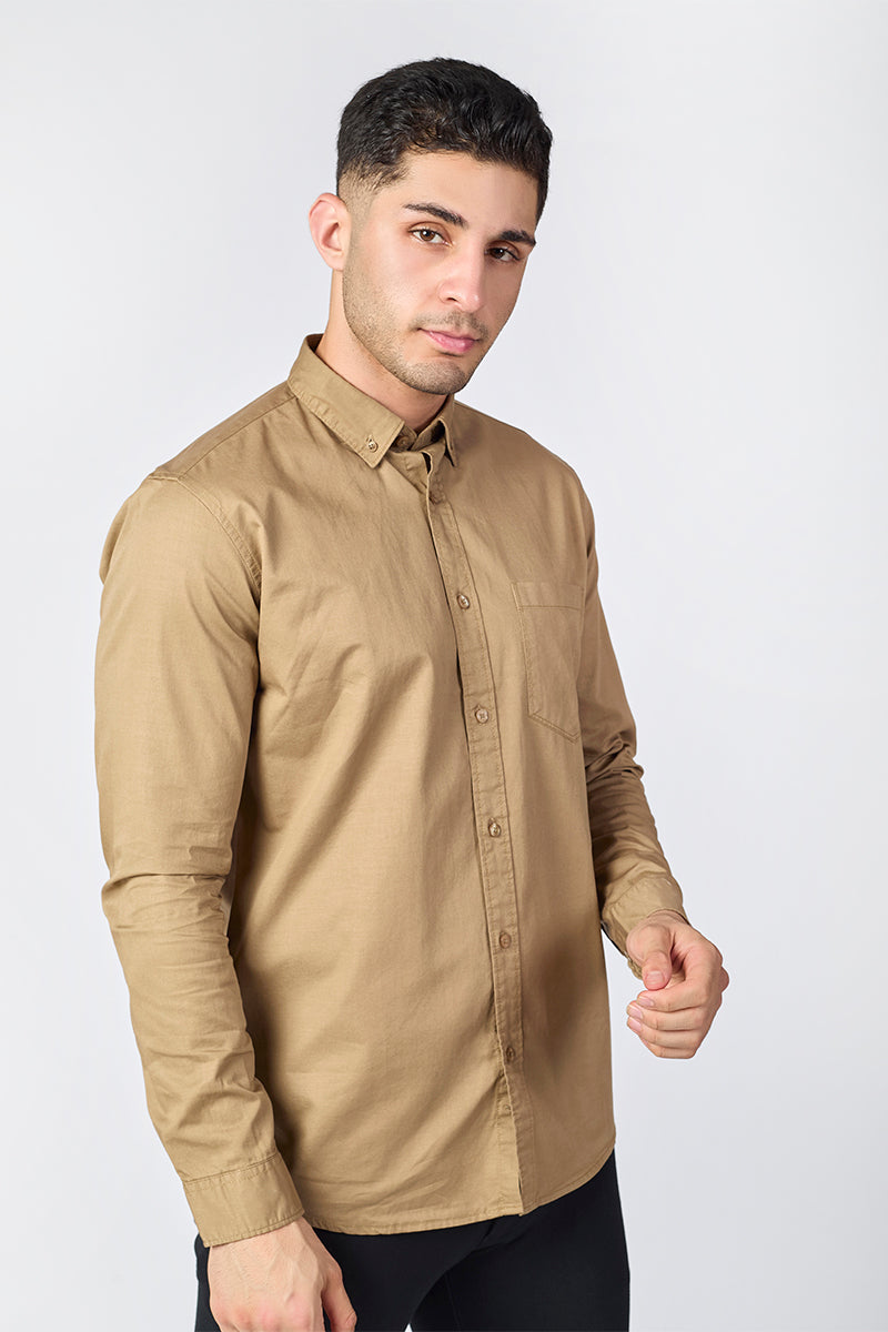 Beige Giza Slub  Shirt