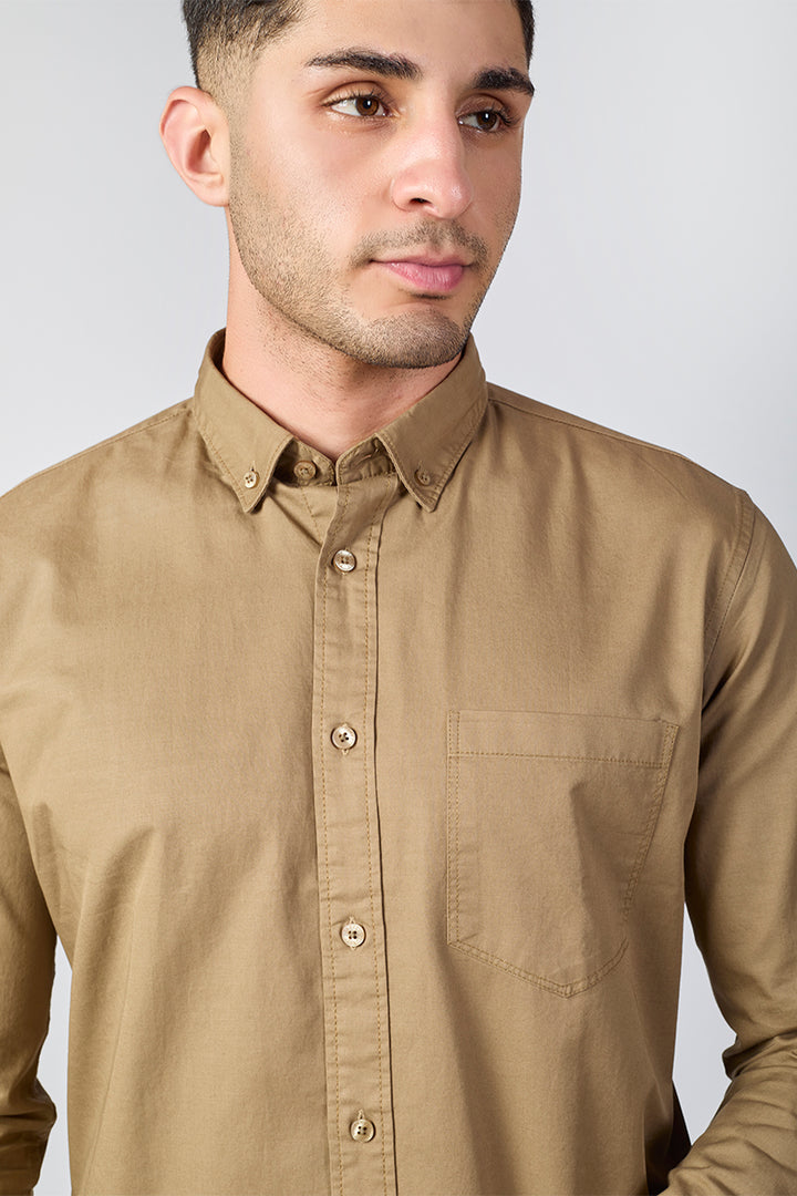 Beige Giza Slub  Shirt