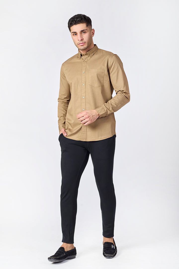 Beige Giza Slub  Shirt
