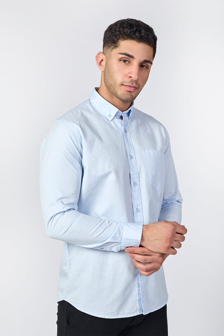 Sky Blue Giza Slub Shirt