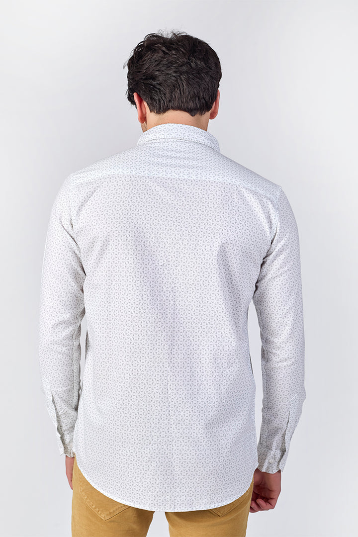 Men's Printed Full Sleeve Shirt - White