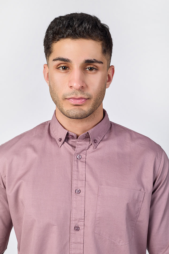 Mauve Dusk Giza Slub Slim Fit Casual Shirt