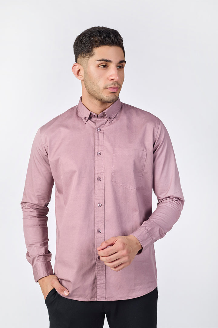 Mauve Dusk Giza Slub Slim Fit Casual Shirt