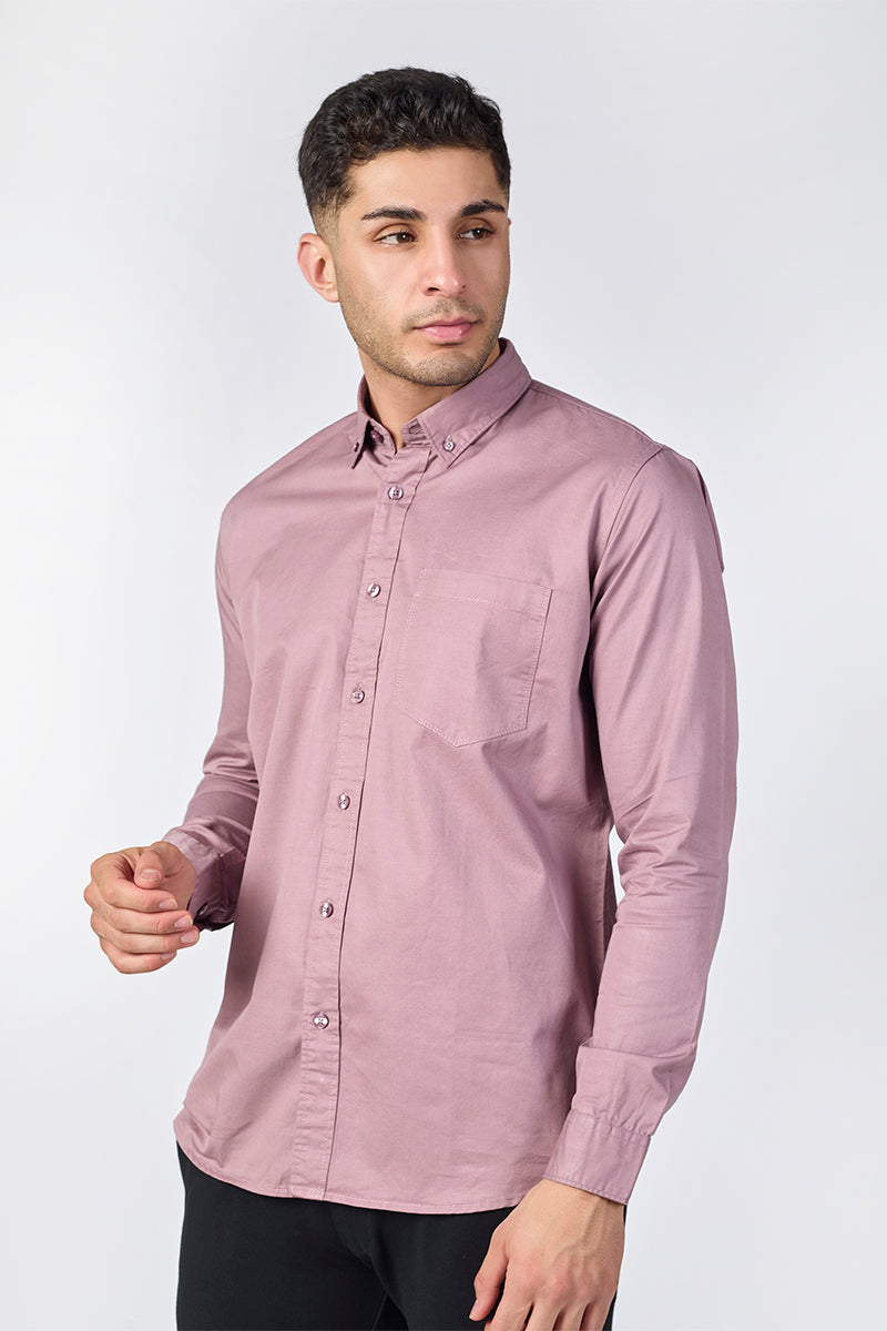 Mauve Dusk Giza Slub Slim Fit Casual Shirt