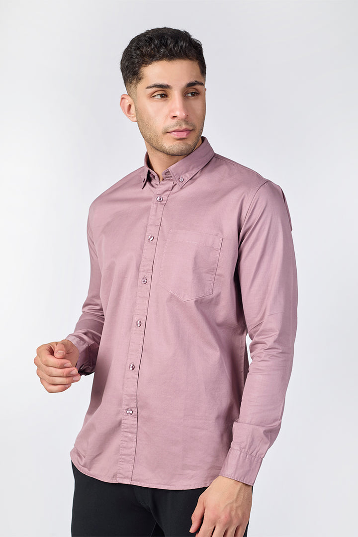 Mauve Dusk Giza Slub Slim Fit Casual Shirt