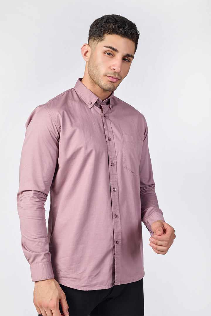 Mauve Dusk Giza Slub Slim Fit Casual Shirt