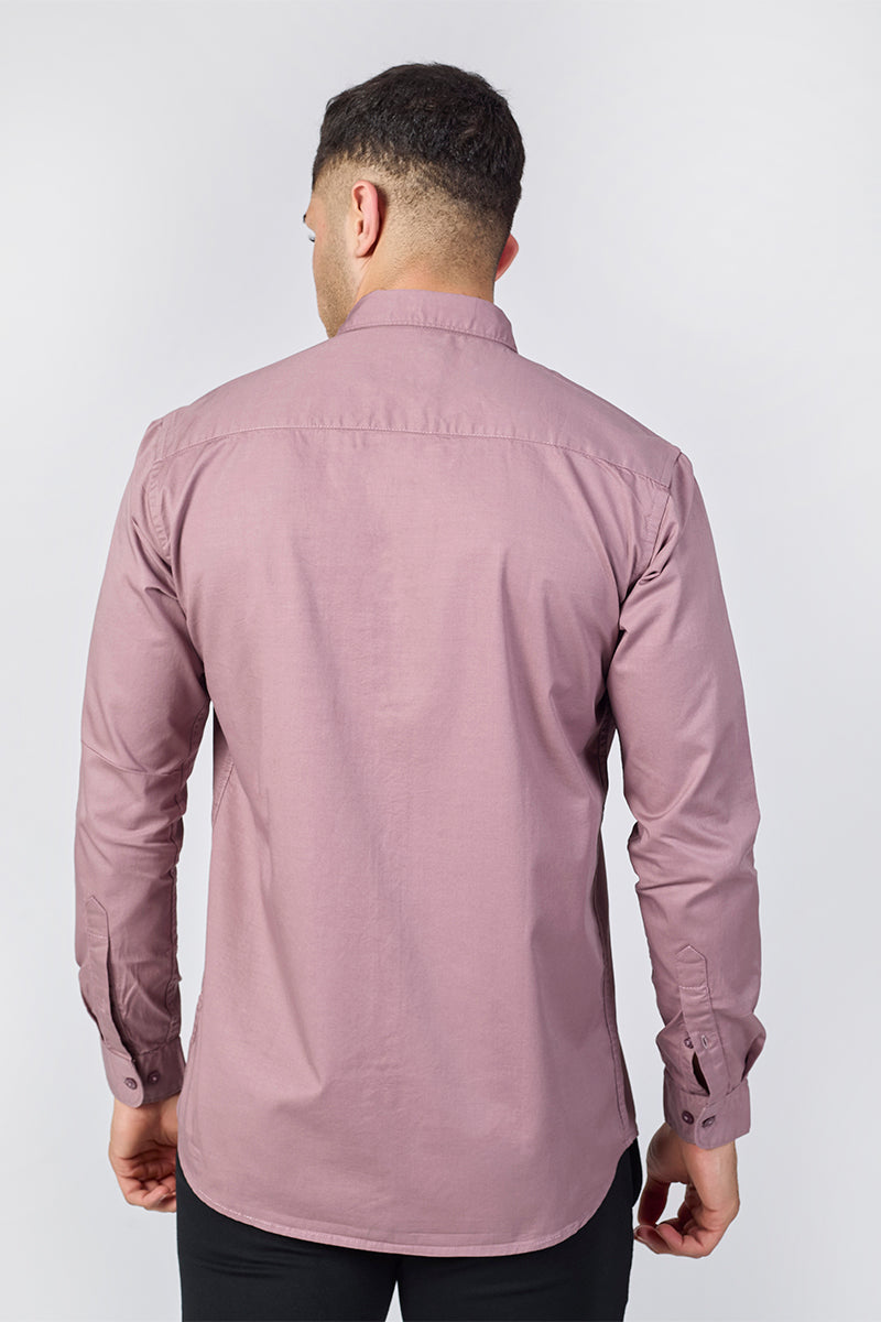 Mauve Dusk Giza Slub Slim Fit Casual Shirt