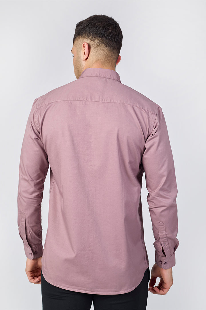 Mauve Dusk Giza Slub Slim Fit Casual Shirt