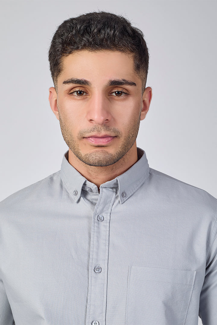 Core Lab Oxford Slim Fit Casual Shirt - Cool Grey