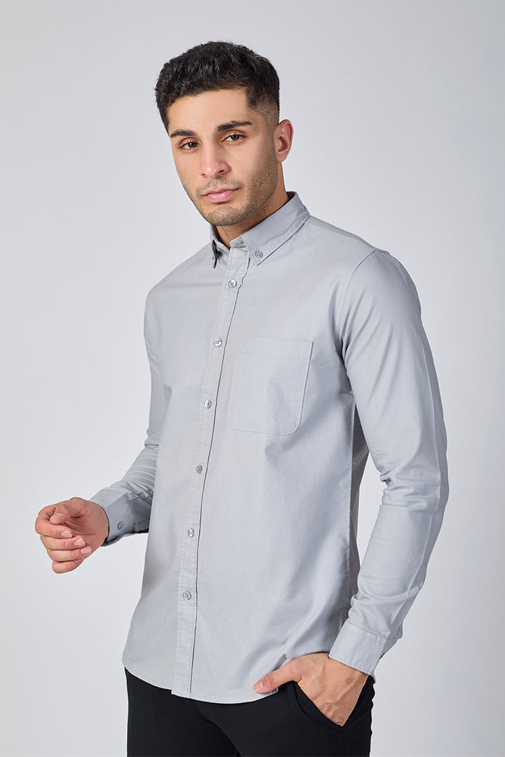 Core Lab Oxford Slim Fit Casual Shirt - Cool Grey