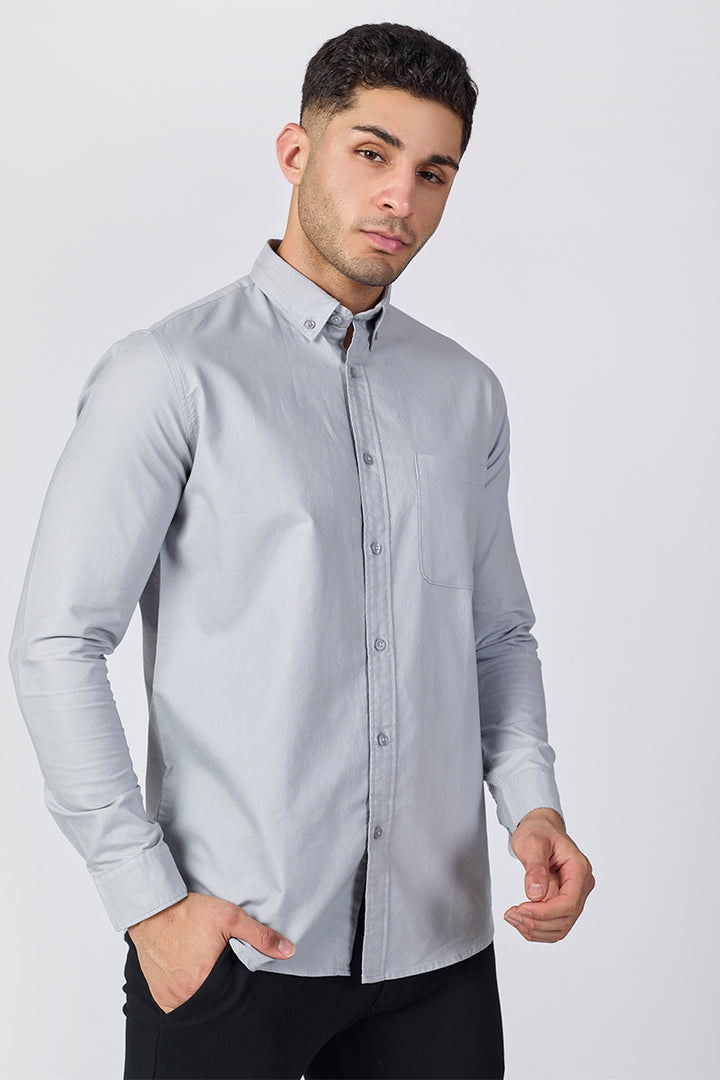 Core Lab Oxford Slim Fit Casual Shirt - Cool Grey