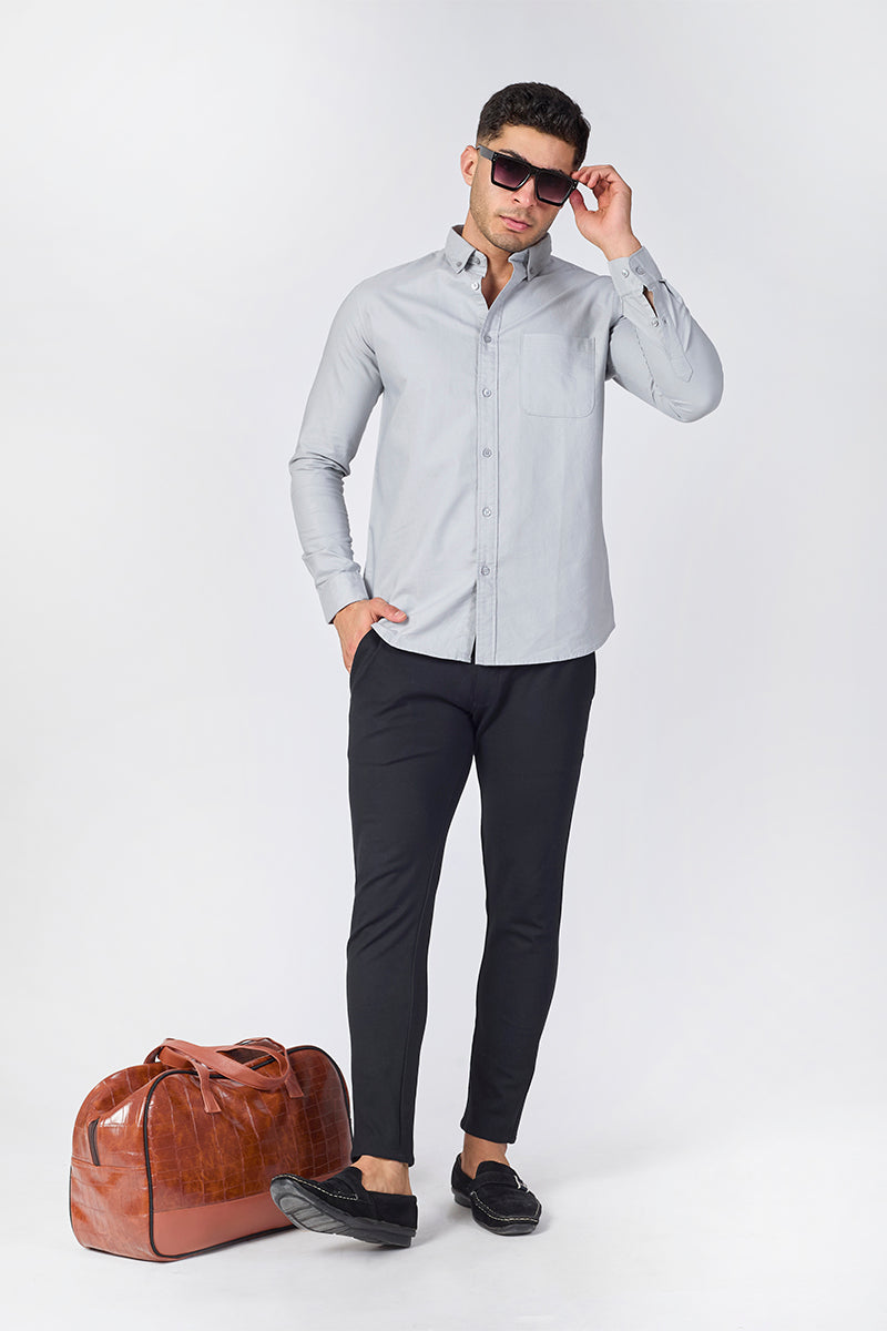 Core Lab Oxford Slim Fit Casual Shirt - Cool Grey