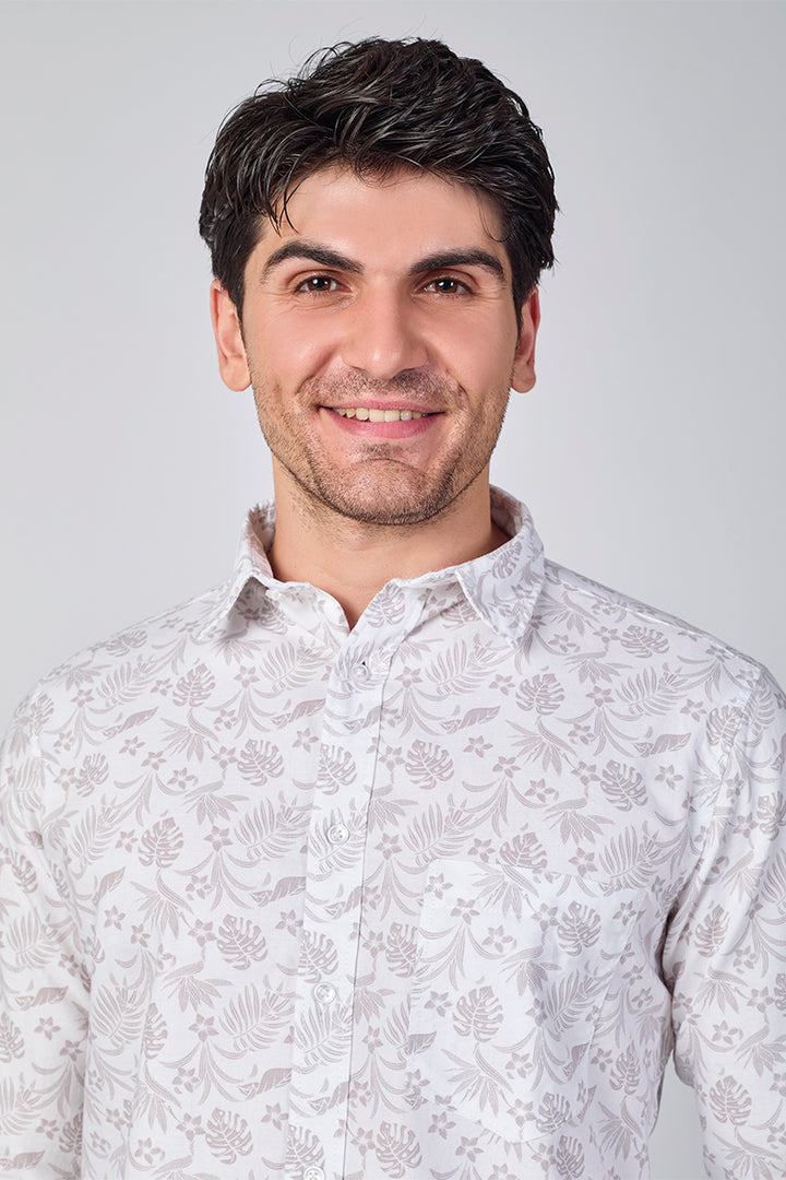 Men's Printed Full Sleeve Shirt - Dusty Mauve