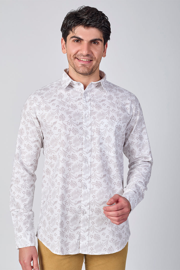Men's Printed Full Sleeve Shirt - Dusty Mauve