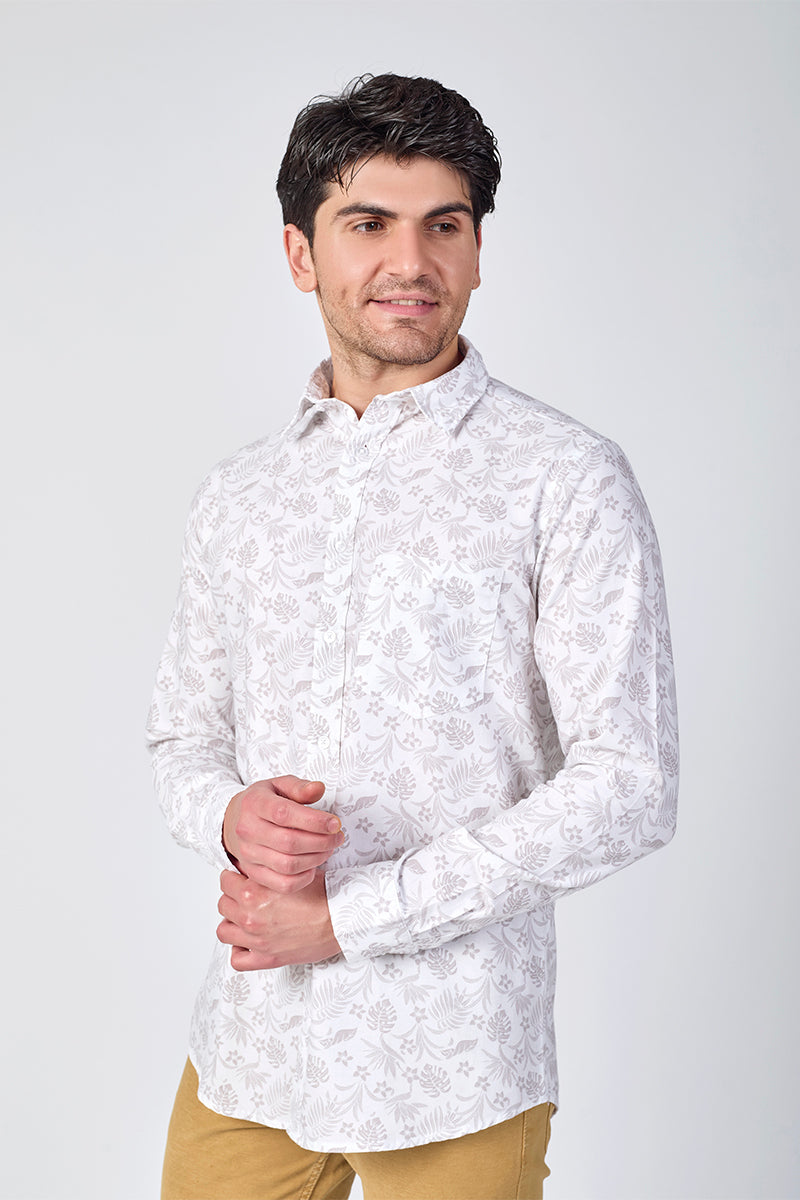 Men's Printed Full Sleeve Shirt - Dusty Mauve
