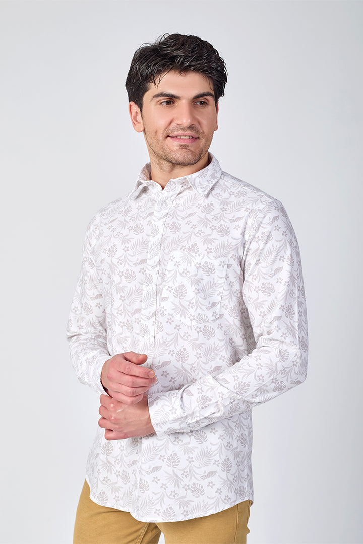 Men's Printed Full Sleeve Shirt - Dusty Mauve