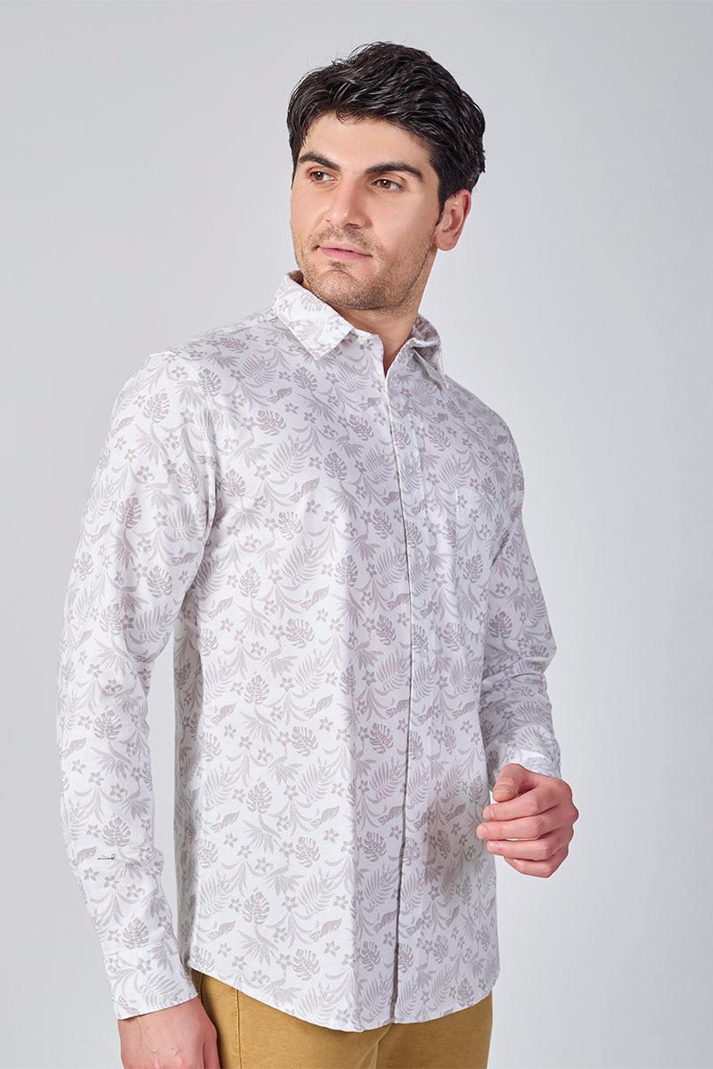 Men's Printed Full Sleeve Shirt - Dusty Mauve