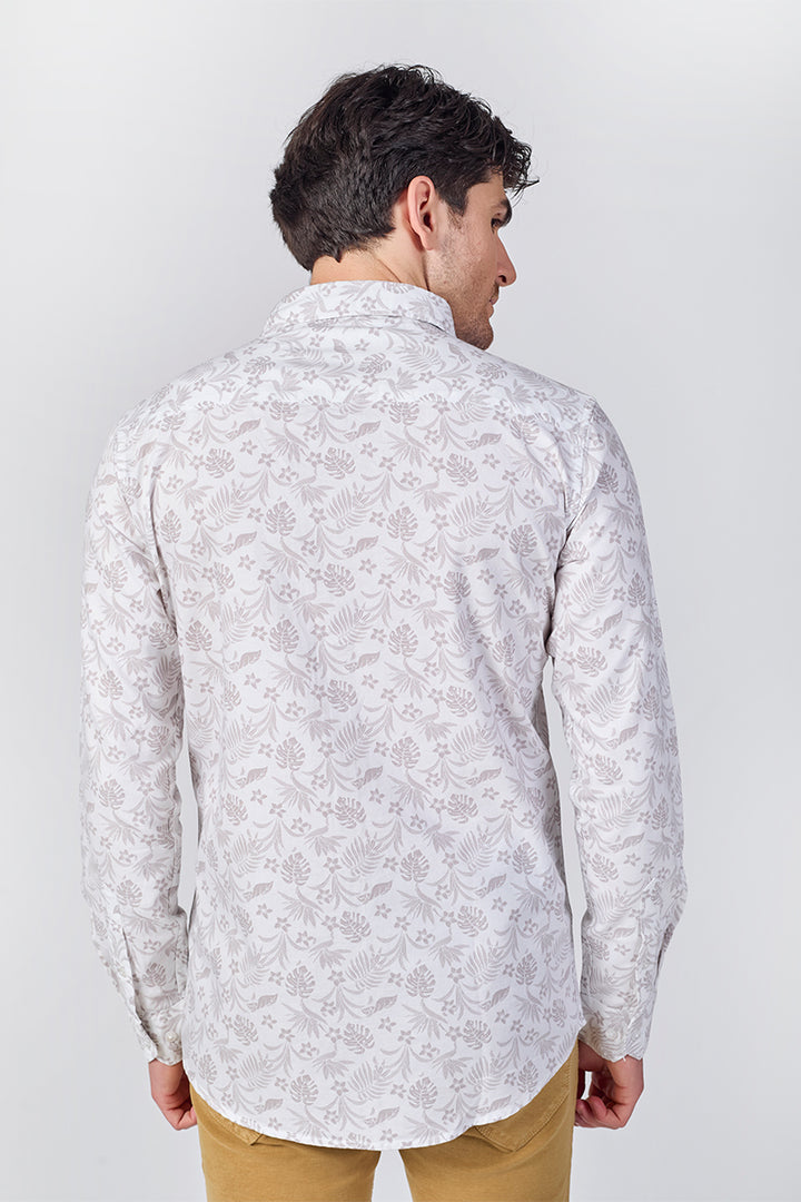 Men's Printed Full Sleeve Shirt - Dusty Mauve