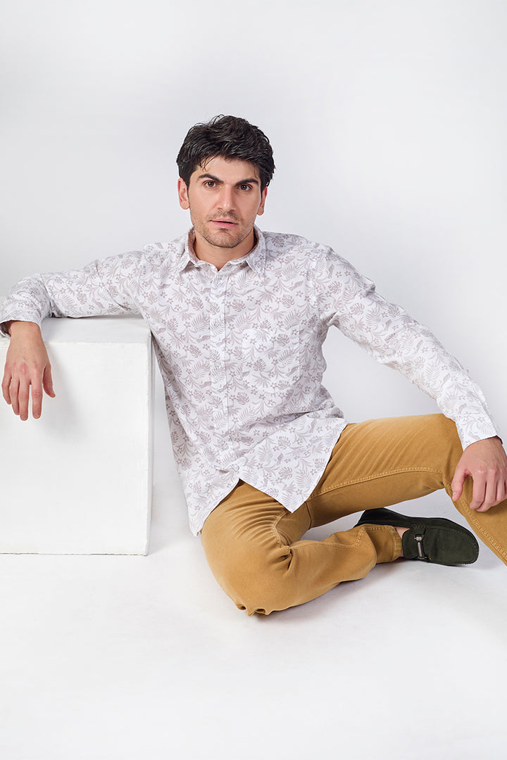 Men's Printed Full Sleeve Shirt - Dusty Mauve