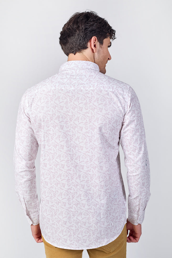 Men's Printed Full Sleeve Shirt - Pearl White