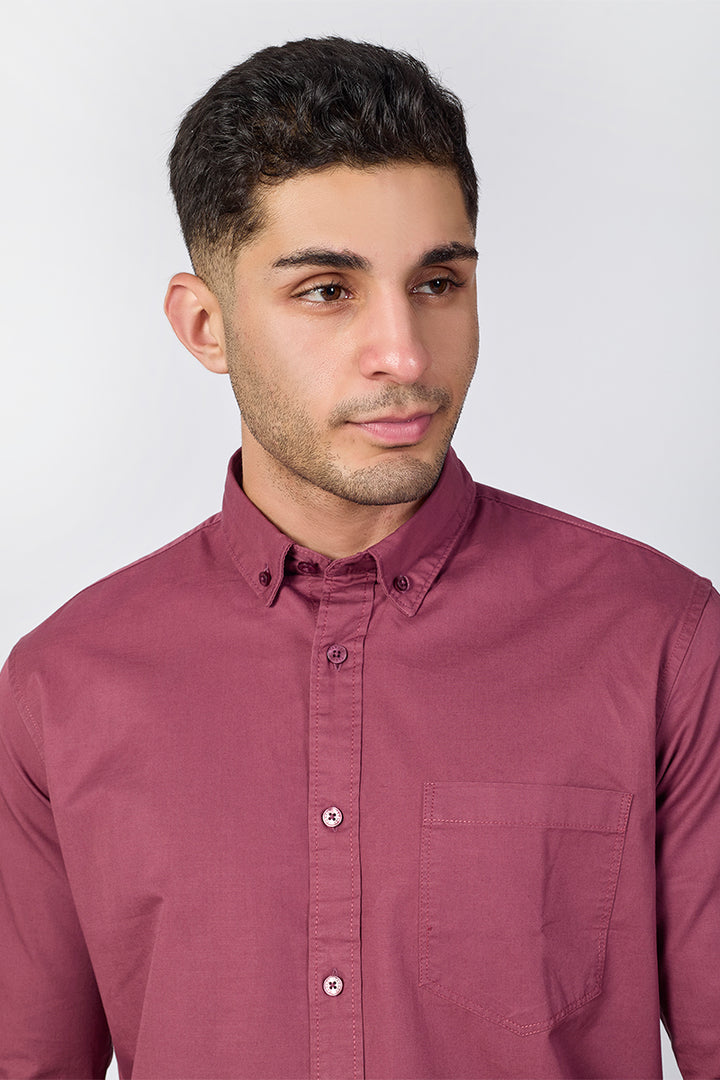 Plum Wine Giza Slub Slim Fit Casual Shirt