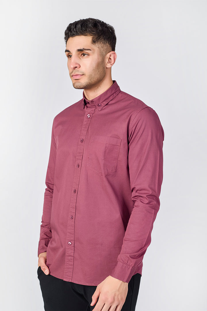Plum Wine Giza Slub Slim Fit Casual Shirt