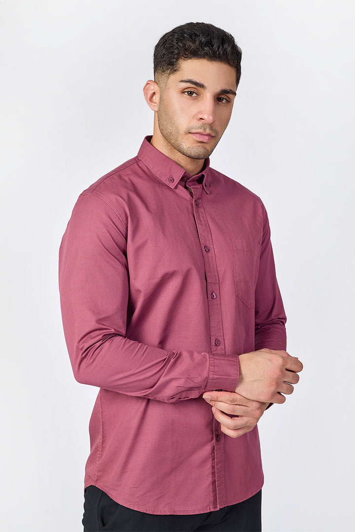 Plum Wine Giza Slub Slim Fit Casual Shirt