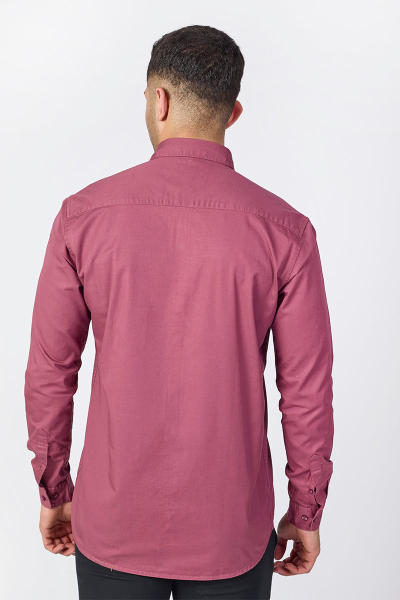 Plum Wine Giza Slub Slim Fit Casual Shirt