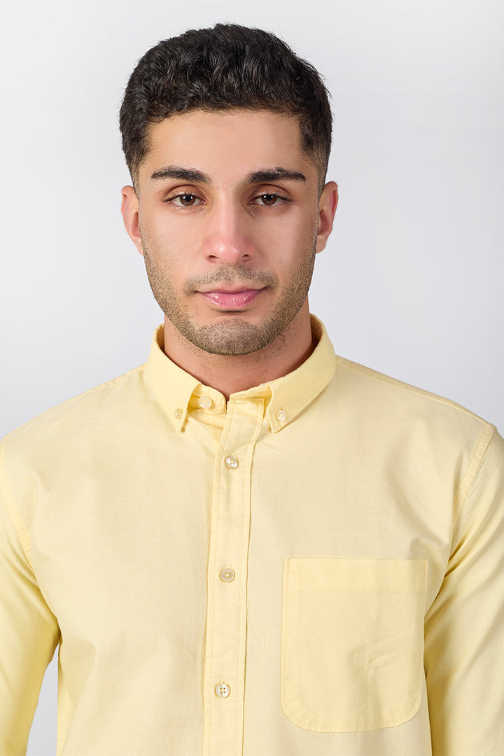 Core Lab Oxford Slim Fit Casual Shirt - Pastel Yellow