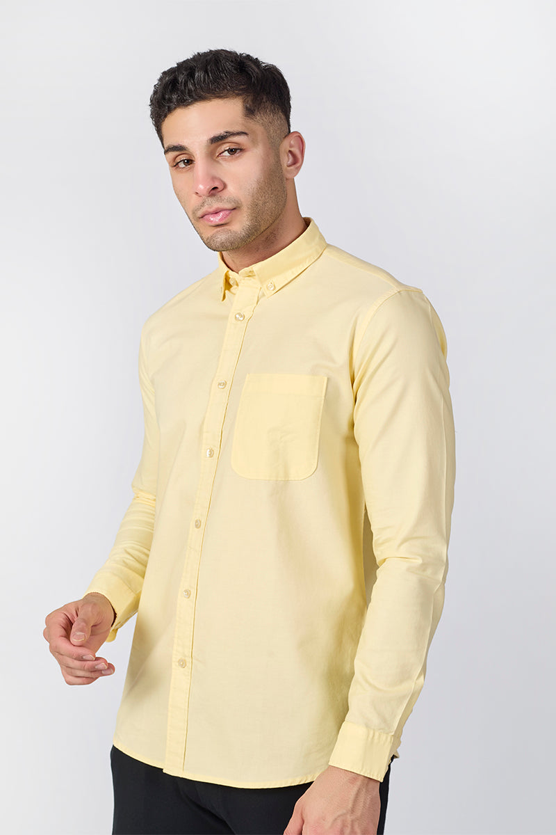 Core Lab Oxford Slim Fit Casual Shirt - Pastel Yellow