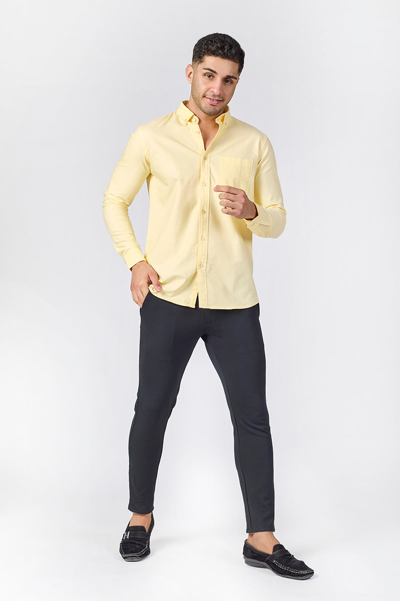 Core Lab Oxford Slim Fit Casual Shirt - Pastel Yellow