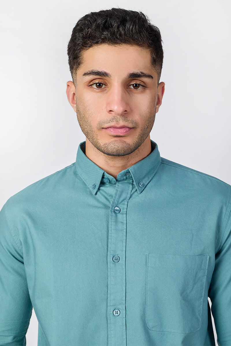 Core Lab Oxford Slim Fit Casual Shirt - Faded Turquoise