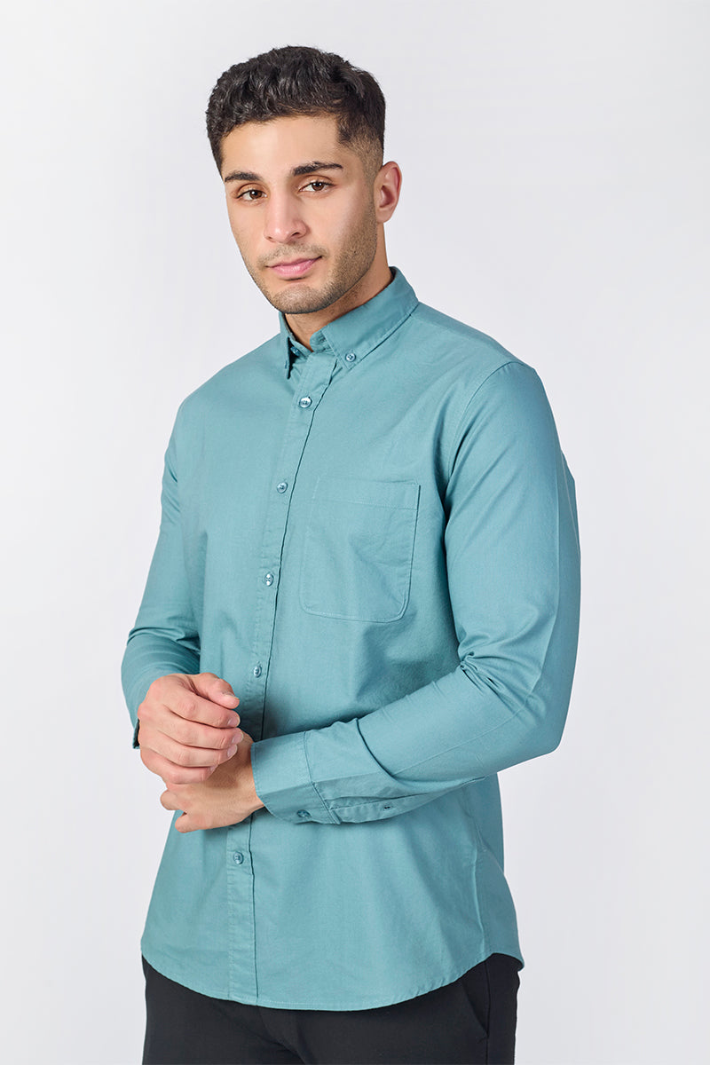 Core Lab Oxford Slim Fit Casual Shirt - Faded Turquoise