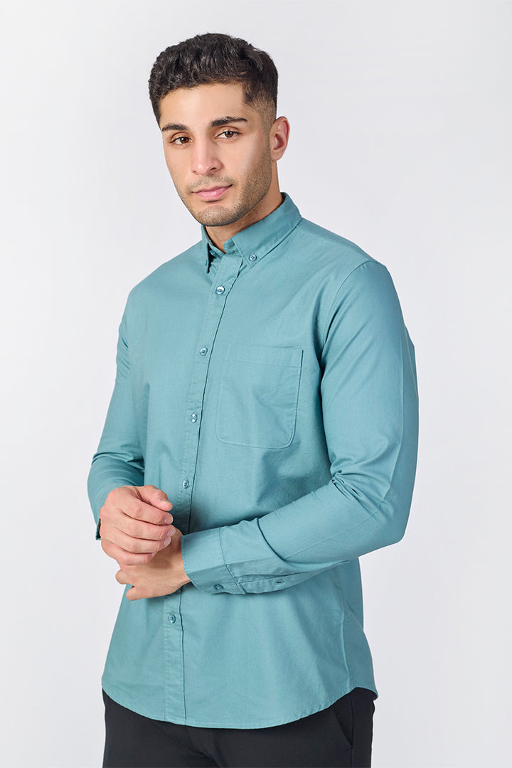 Core Lab Oxford Slim Fit Casual Shirt - Faded Turquoise