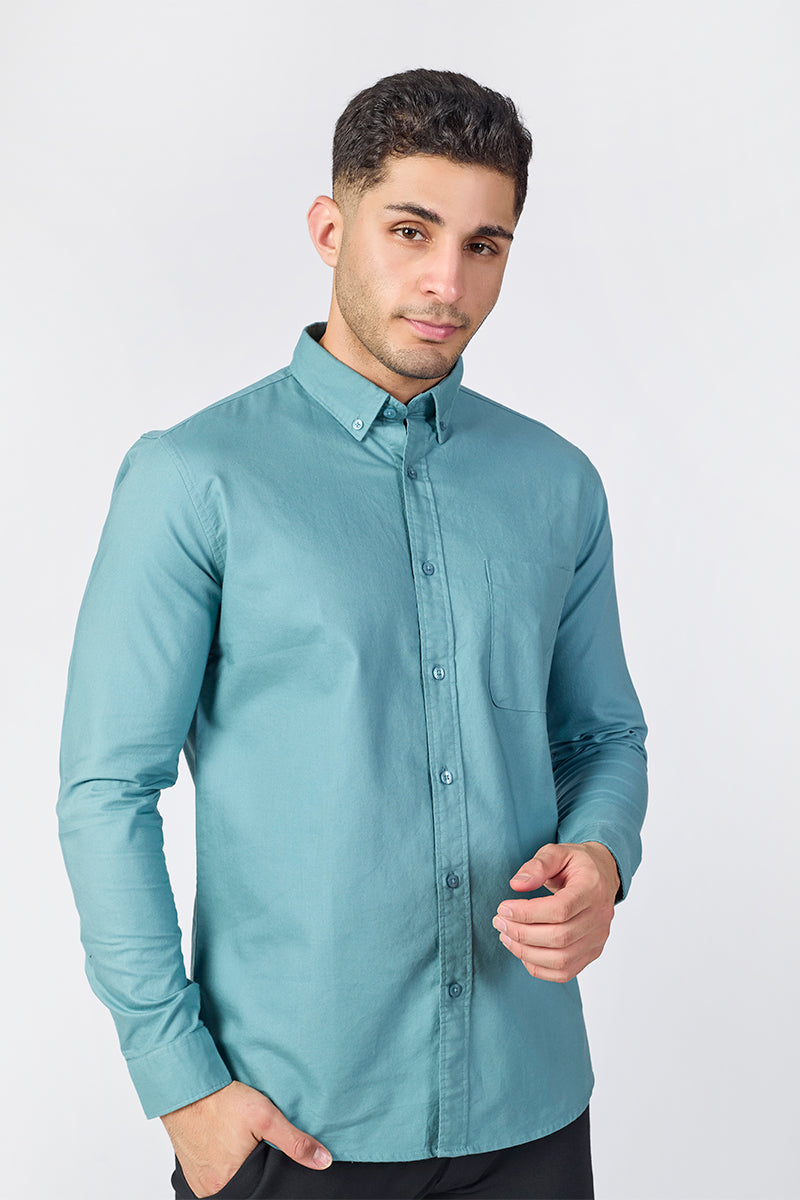 Core Lab Oxford Slim Fit Casual Shirt - Faded Turquoise