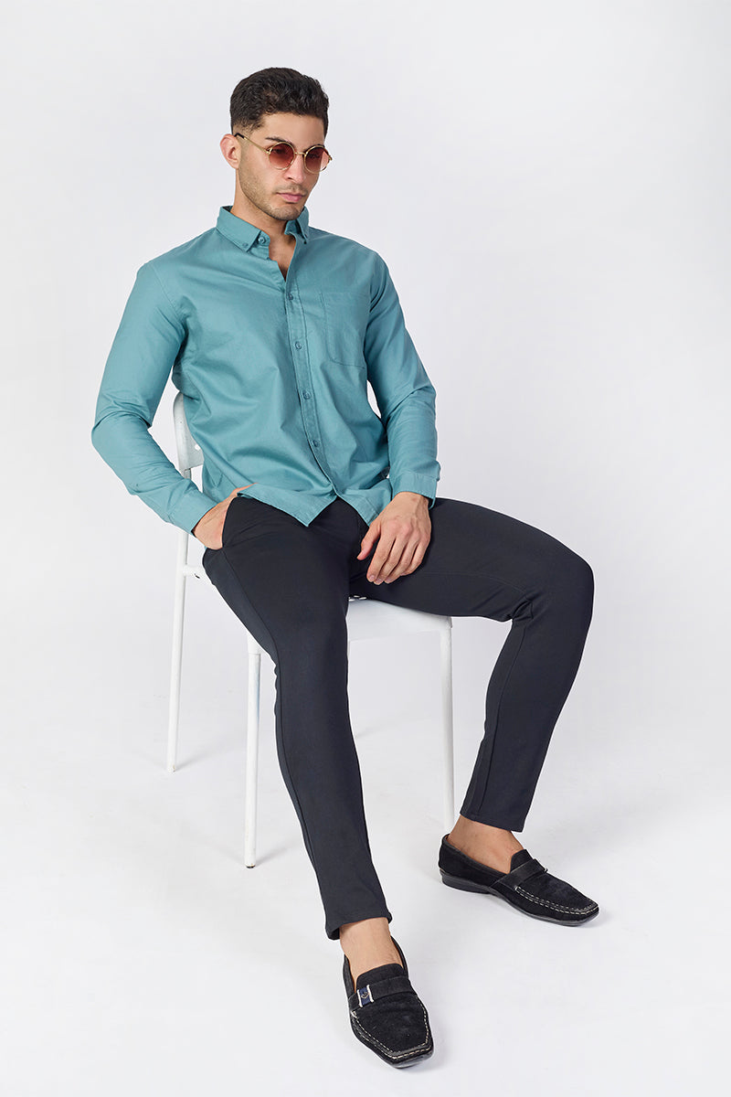 Core Lab Oxford Slim Fit Casual Shirt - Faded Turquoise